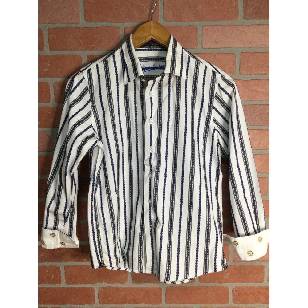 Robert Graham youth boys shirt size 10-12 button front flip cuff long sleeve